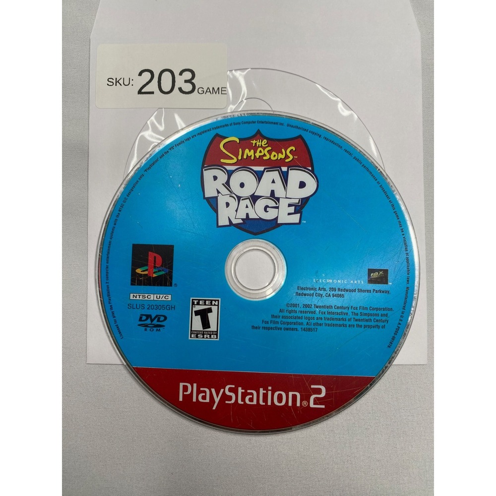The Simpsons Road Rage PS2 PlayStation 2 Game Disc